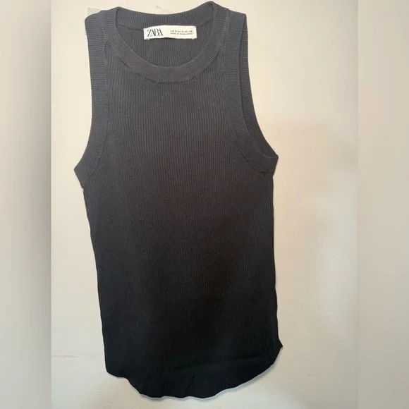 Zara Black Ribbed Tank Top - Picture 3 of 5